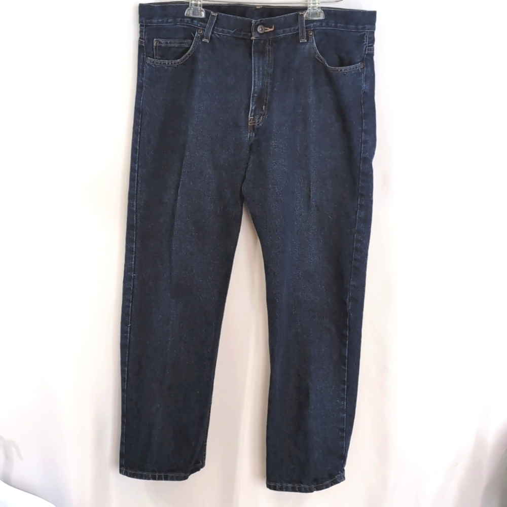 Men's Original Faded Glory 100% Cotton Straight Leg Dark Wash Jeans Sze 38"x 30"